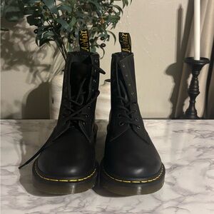 Dr. Martens Black Boots with Yellow Stitching